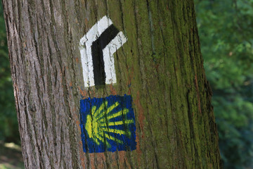 Fototapeta premium Wegweiser auf dem Pilgerweg