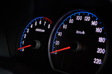 Speedometer on dashboard