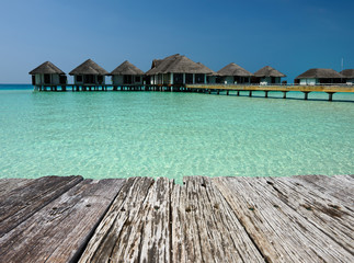 Beautiful beach with water bungalows