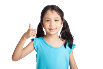 Little asian girl smile show thumbs up