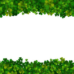 Saint Patricks Day vector background, realistic shamrock leaves