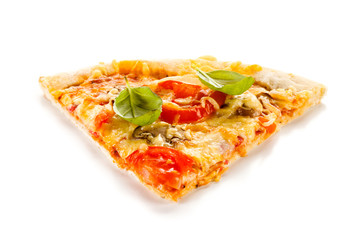 Piece of pizza on white background 