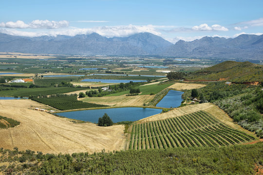 Landscape of lagoons and vineyards from Gydo Pass,
