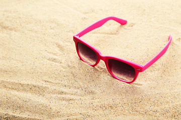 Beach accessories on white background