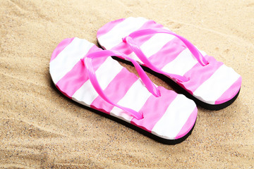 Fototapeta na wymiar Beach accessories on white background
