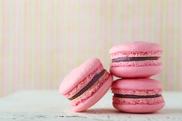 French macarons with bottle of milk 