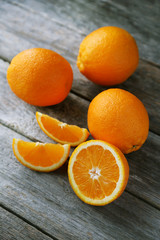Orange juice in bottle and orange in basket 