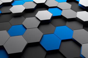 Obraz na płótnie Canvas Abstract 3d rendering of futuristic surface with hexagons.