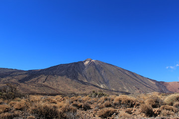 mountain landscape, summit and blue sky,