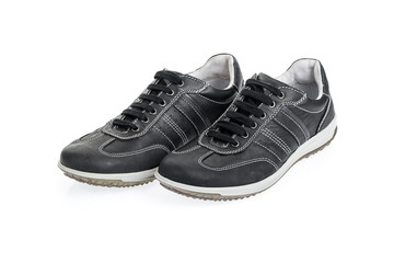 Pair of black sport shoes isolated on white