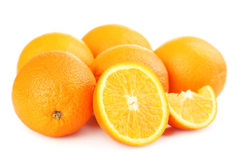 Ripe oranges isolated on white