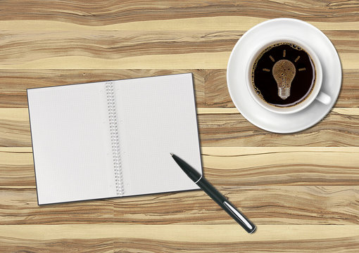 coffee with open notebook