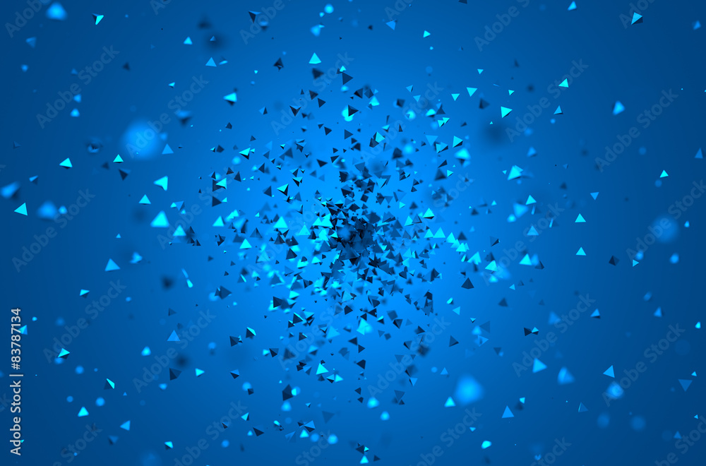 Poster abstract 3d rendering of low poly chaotic particles.