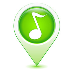 musique sur marqueur géolocalisation vert
