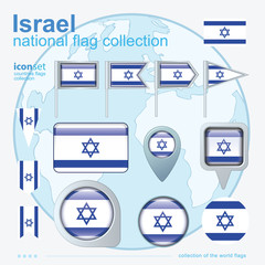  Flag of Israel, icon collection, vector illustration