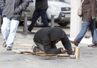 Homeless begging