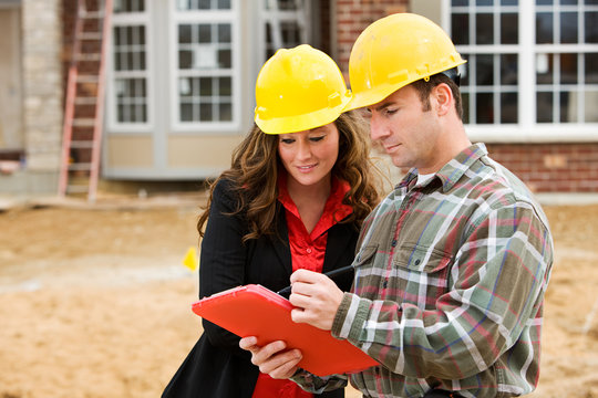 Construction: Contractor Points Out Things on Checklist