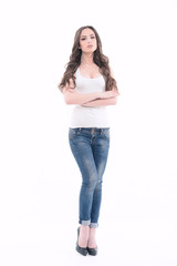 Beautiful young lady wearing jeans