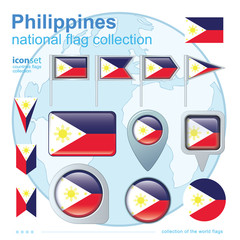  Flag of Philippines, icon collection, vector illustration