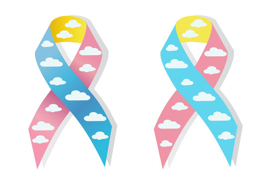 Cloud pink and blue ribbon awereness