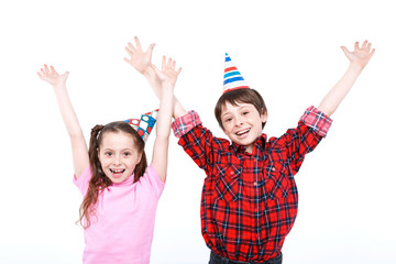 Brother and sister having fun at the party