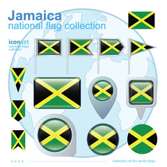  Flag of Jamaica, icon collection, vector illustration