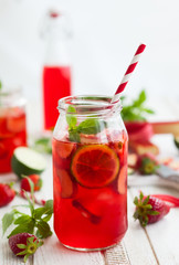strawberry,lime and rhubarb lemonade