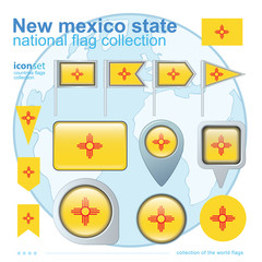  Flag of New Mexico, icon collection, vector illustration