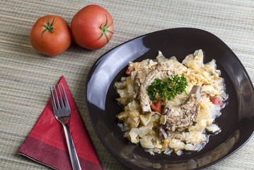 Pork ribs with cabbage 