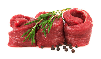 Fresh Raw Meat with pepper and rosemary