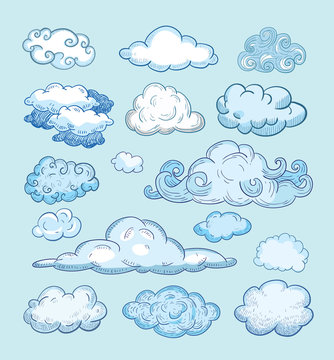 Doodle Collection of Hand Drawn Vector Clouds