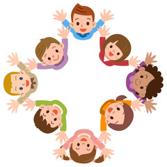 見上げる子供たち