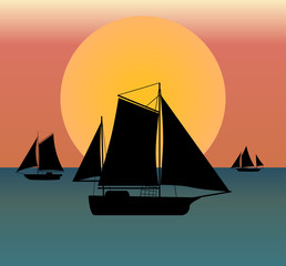 ship silhouette in the sea