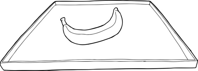 Outline of Banana on Tray