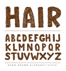 Hair font style alphabet, Vector illustration.