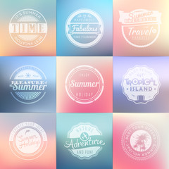 Summer holidays, travel, vacation adventure labels template set