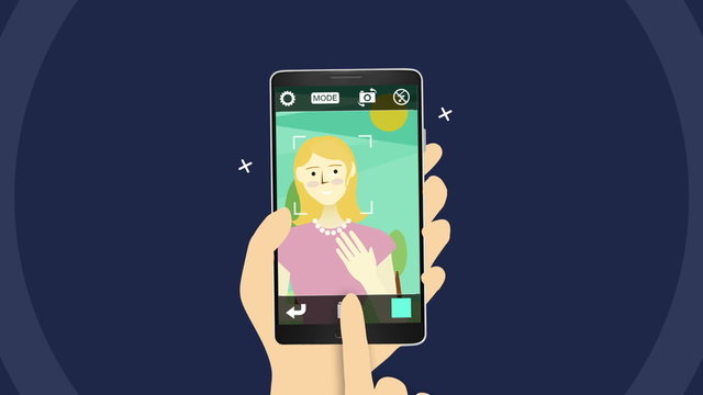 Take a pictures, woman's portrait, using smart phone