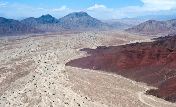 Aerial view of Peruvian Desert near Nazca and the Nazca Lines