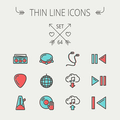 Music and entertainment thin line icon set