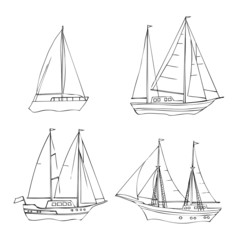 Ships. Set of sketches