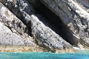 Blue caves on Zakynthos island, Greece 