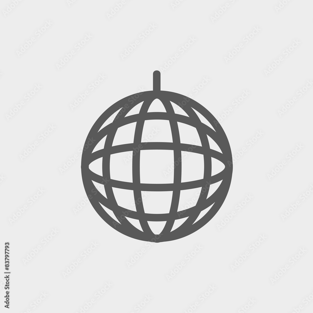 Sticker Disco ball thin line icon