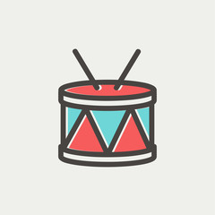 Drum with stick thin line icon