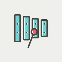 Xylophone with mallets thin line icon
