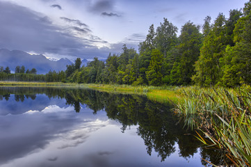 Fototapeta na wymiar Reflection in Lake Kaniere