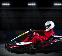 Young girl karting racer