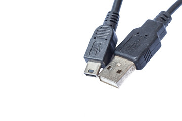 Close up view of USB and mini USB connector