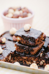 Homemade brownies with ingredients