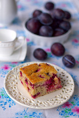 cake with plums and almonds