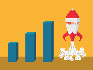 Financial graph with rocket